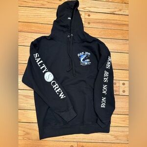 Ron Jon Black Marlin Salty Crew Hoodie with White Graphics Mens Large